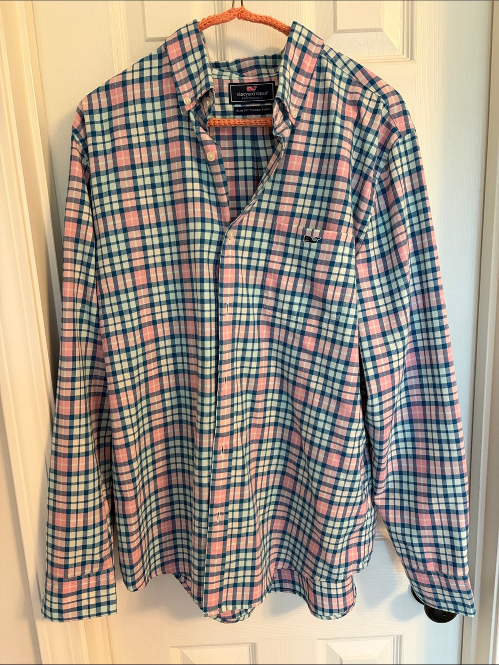 Vineyard Vines Pink & Blue Plaid Cotton Button-Down Shirt